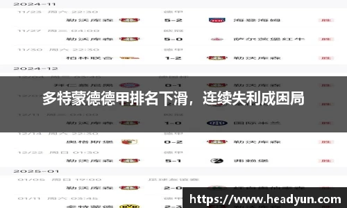 多特蒙德德甲排名下滑，连续失利成困局